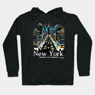 New York Noir: Snowy City Night - American Vintage Retro style USA State Hoodie